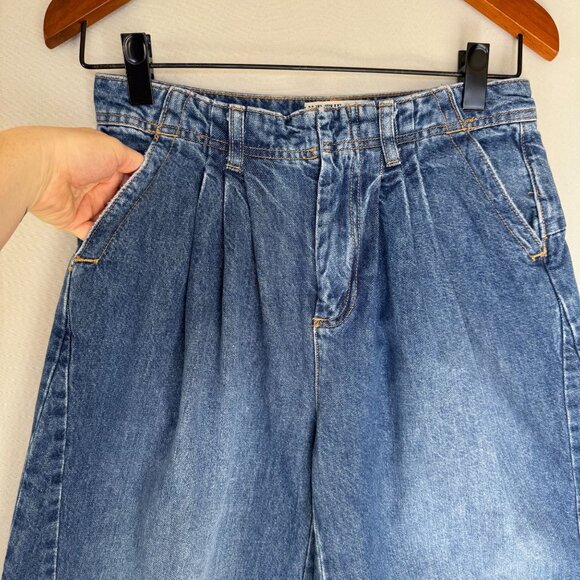 Free People We The Free Equinox Pleat Front Denim Extra Wide Leg Trouser Size 27 - Picture 3 of 10